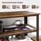 Industrial Entertainment Center with 3 Tier Metal Mesh Shelves